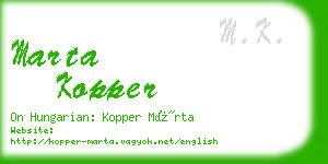 marta kopper business card